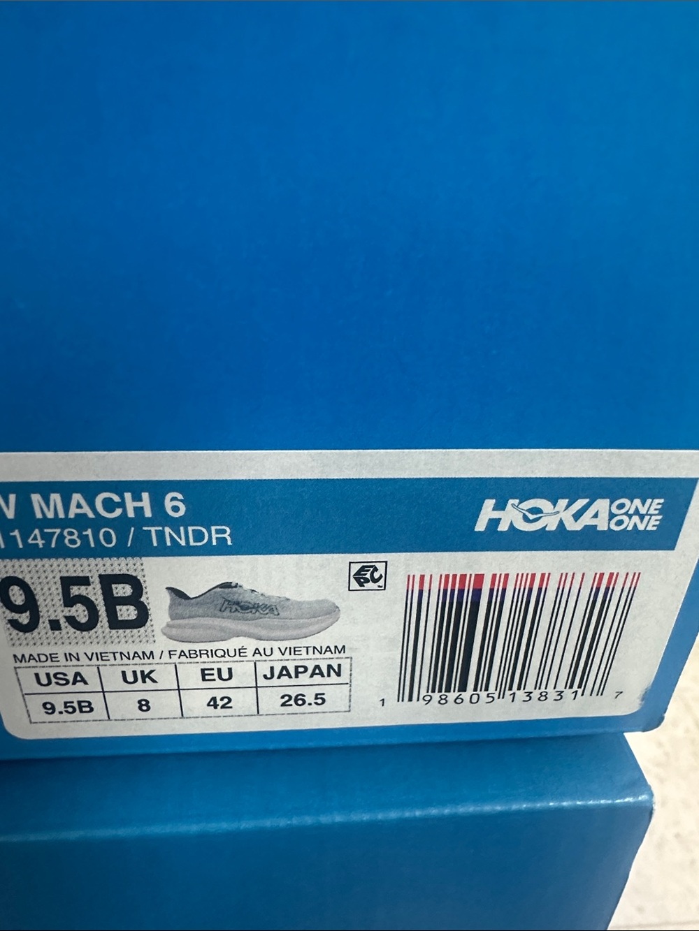 Hoka Womens Mach 6 Light Blue and Black (TNDR) Athletic Sneakers - Picture 11 of 11
